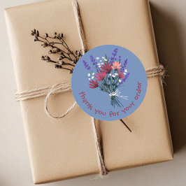 Adesivo "Obrigado pelo seu pedido" Buquê de Flor Personali