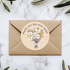 Adesivo "Obrigado pelo seu pedido" Buquê de margarida pers