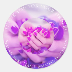 Adesivo Obrigado Pelo Seu Pedido, Luxe Unhas Rosa Púrpura