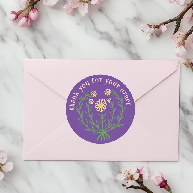 Adesivo "Obrigado pelo seu pedido", personalizado Daisy De ("Thank you for your order" Daisy Design Custom Classic Round Sticker
)