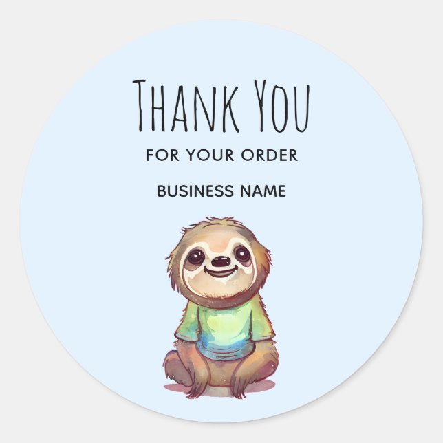 Adesivo Obrigado pelo seu pedido Sloth Vestindo uma camisa (Frente)