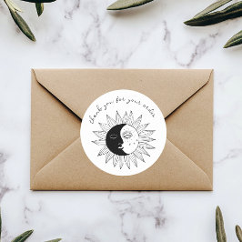 Adesivo "Obrigado pelo seu pedido" Sol e Lua Personalizado