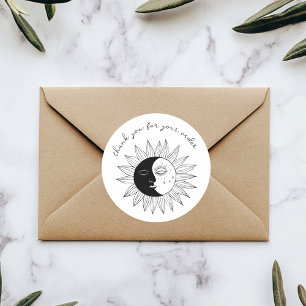 Adesivo "Obrigado pelo seu pedido" Sol e Lua Personalizado