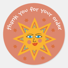 Adesivo "Obrigado pelo seu pedido" Sol Personalizado