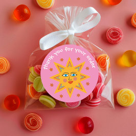 Adesivo "Obrigado pelo seu pedido" Sol Personalizado