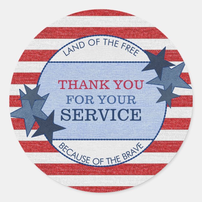 Adesivo Obrigado pelo seu serviço Veteranos Rustic Denim (Frente)