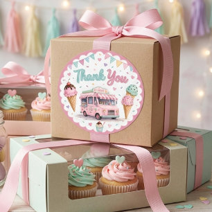Adesivo Obrigado pelo Sorvete de Pastel de Aniversário