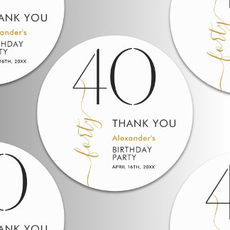 Adesivo Obrigado pelos 40 Anos em Preto e Branco Dourado