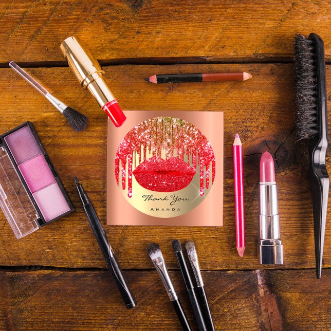 Adesivo Obrigado Pequena Empresa Nome Dourado Lábios Verme (Criador carregado)