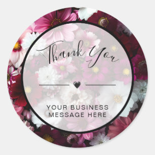 Adesivo Obrigado Pequenas Empresas Flores Rosa