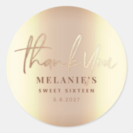 Adesivo Obrigado Personalizado 16º Noiva Elegante Dourado