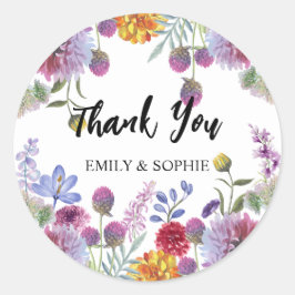 Adesivo Obrigado Personalizado Flores De Aquarela