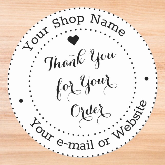 Adesivo Obrigado personalizado pelo seu pedido de negócios (Personalized Thank You for Your Business Order Classic Round Sticker)