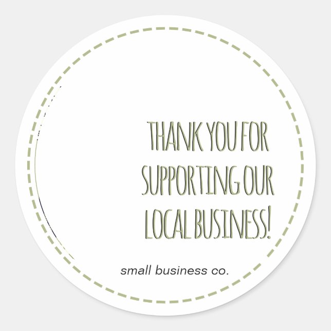 Adesivo Obrigado por apoiar nossa pequena empresa! (Frente)