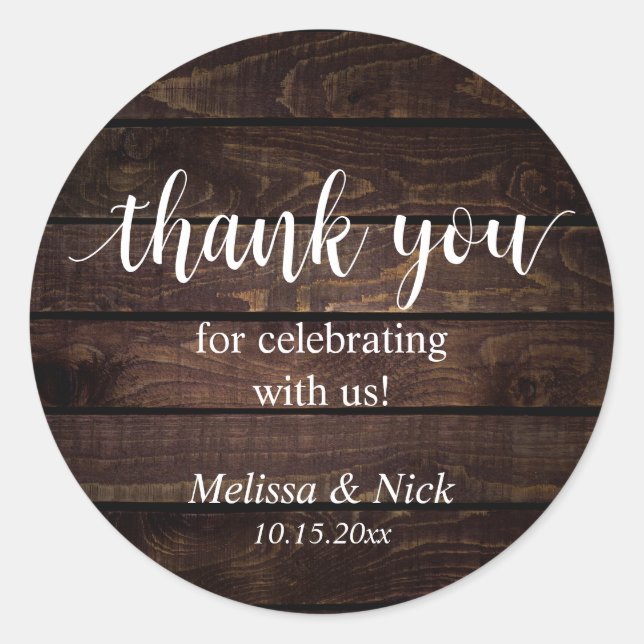 Adesivo Obrigado por celebrar conosco o Sticker Casado (Frente)