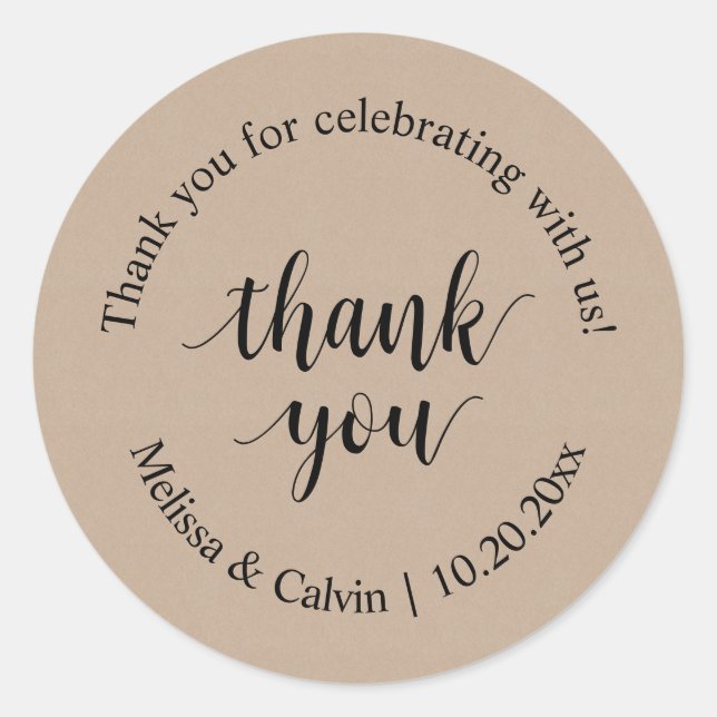 Adesivo Obrigado por celebrar conosco o Sticker Casado (Frente)