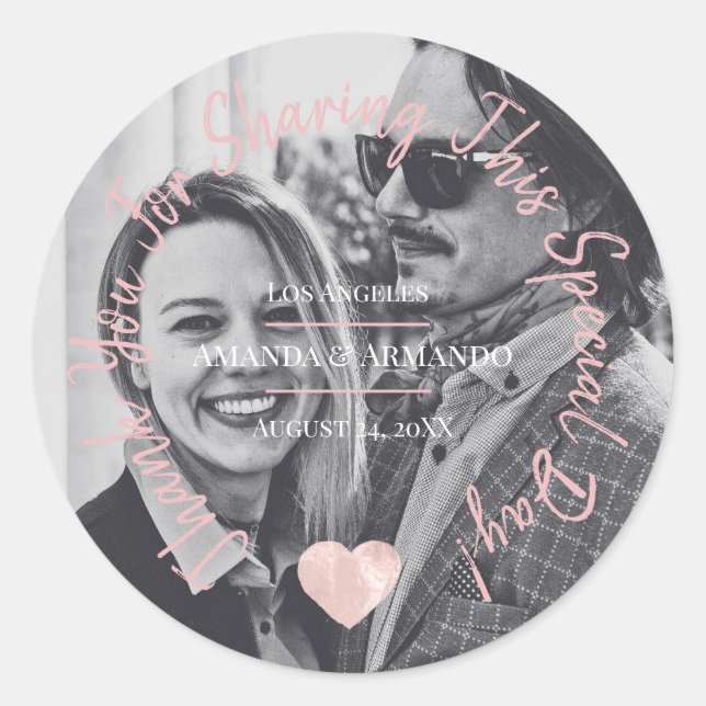 Adesivo Obrigado Por Compartilhar Esta Rosa de Coração do  (Frente)