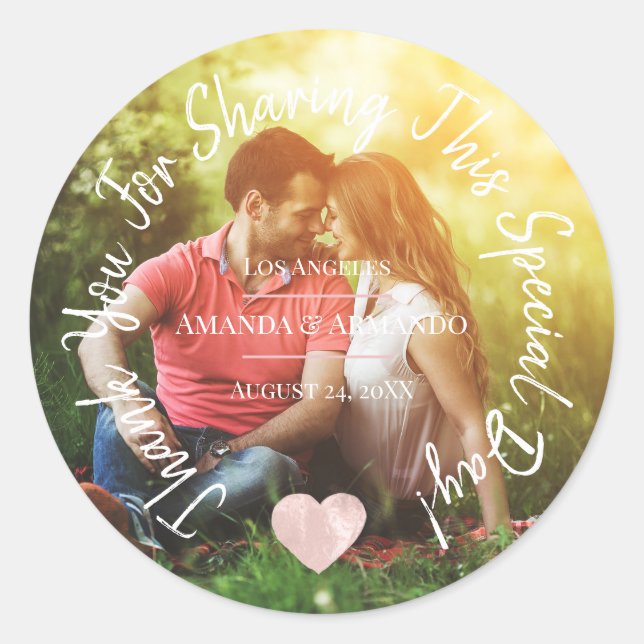 Adesivo Obrigado Por Compartilhar Esta Rosa de Coração do  (Frente)