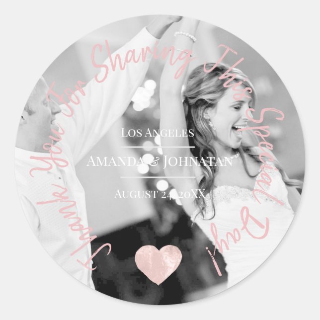 Adesivo Obrigado por compartilhar este dia especial Coraçã (Frente)