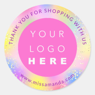 Adesivo Obrigado Por Comprar Adicionar Logotipo Holográfi