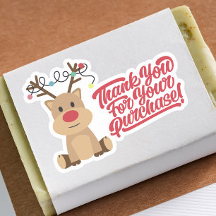 Adesivo Obrigado por Comprar o Natal da Pequena Reindeer