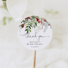 Adesivo Obrigado por elegante chuveiro de noiva Evergreen