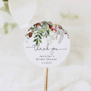 Adesivo Obrigado por elegante chuveiro de noiva Evergreen