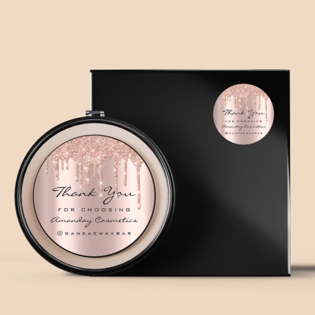 Adesivo Obrigado Por Escolher Instagra Rosa Glitter (Thank You For Choosing Instagra Rose Glitter Classic Round Sticker)