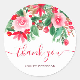Adesivo Obrigado por escrever "Red Green Christmas floral"