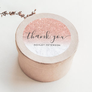 Adesivo Obrigado por escrever rosa de ouro de mármore omb