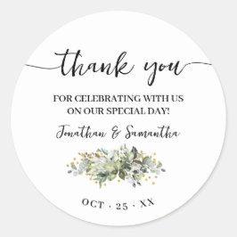 Adesivo Obrigado Por Eucalyptus Dourado Casamento Glitter