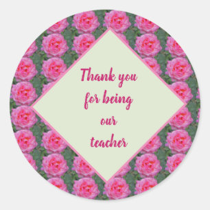 Adesivo Obrigado Por Ser Meu Professor Pink Rose Pattern