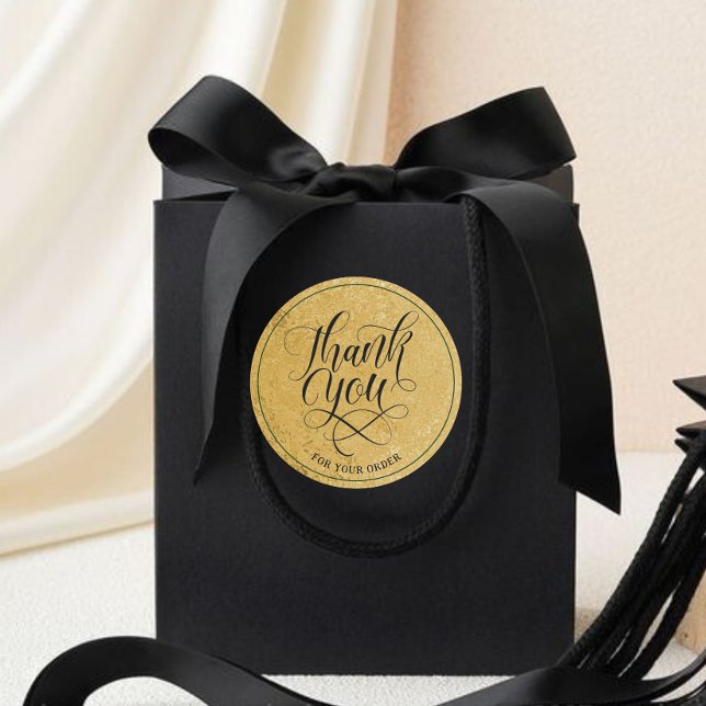 Adesivo Obrigado por sua encomenda com Folha de Ouro Falso (Criador carregado)