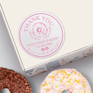 Adesivo Obrigado Por Sua Rosquinha Rosa De Panificação De