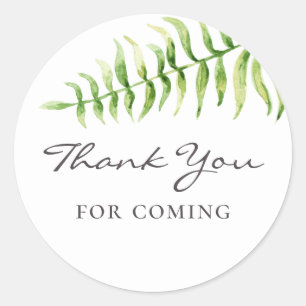 Adesivo Obrigado por ter vindo. Chá de fraldas de fern de