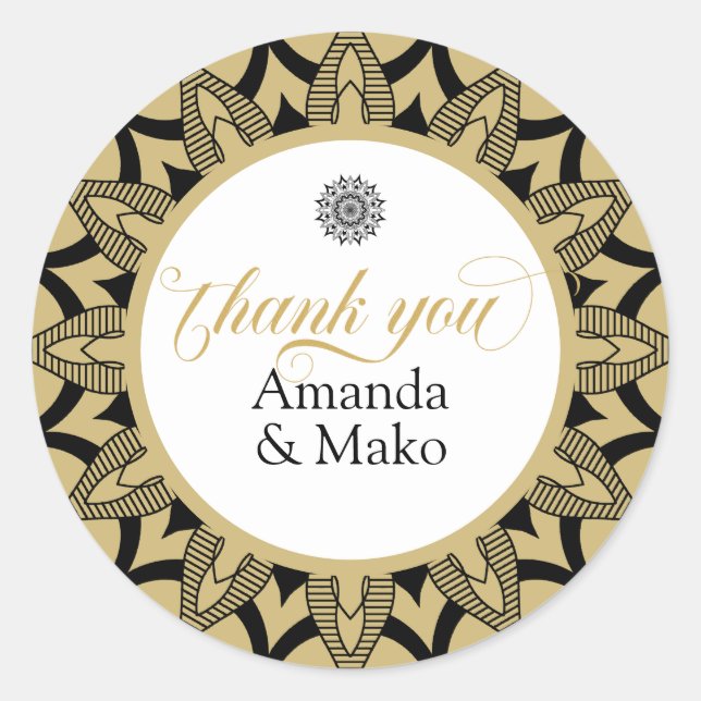 Adesivo Obrigado por tipografia mandala negra (Frente)