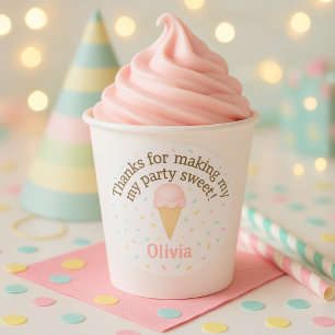 Adesivo Obrigado por Tornar Minha Festa Doce   Sorvete Ros