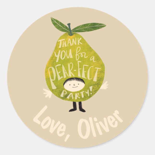 Adesivo Obrigado por uma festa perfeita, desenho engraçado (Frente)