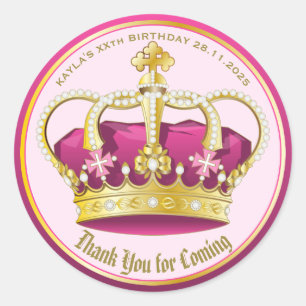 Adesivo Obrigado por vir a Dourada Coroa Rosa Rosa, Menina