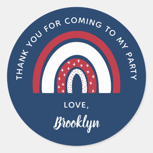 Adesivo Obrigado Por Vir À Minha Festa Azul Branco (Frente)