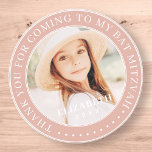 Adesivo Obrigado Por Vir À Minha Foto Do Bat Mitzvah<br><div class="desc">Este design simples e clássico é composto por tipografia serif e adiciona uma foto personalizada. Obrigado por vir a Bat Mitzvah.</div>