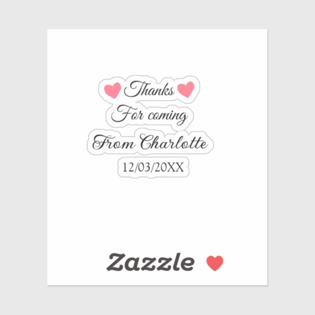 Adesivo obrigado por vir adicionar nome mensagem de texto  (Folha)