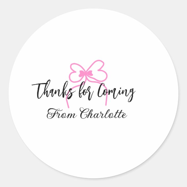 Adesivo obrigado por vir adicionar nome mensagem texto arc (Frente)