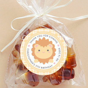Adesivo Obrigado Por Vir Aniversário de criança De Leão Fo