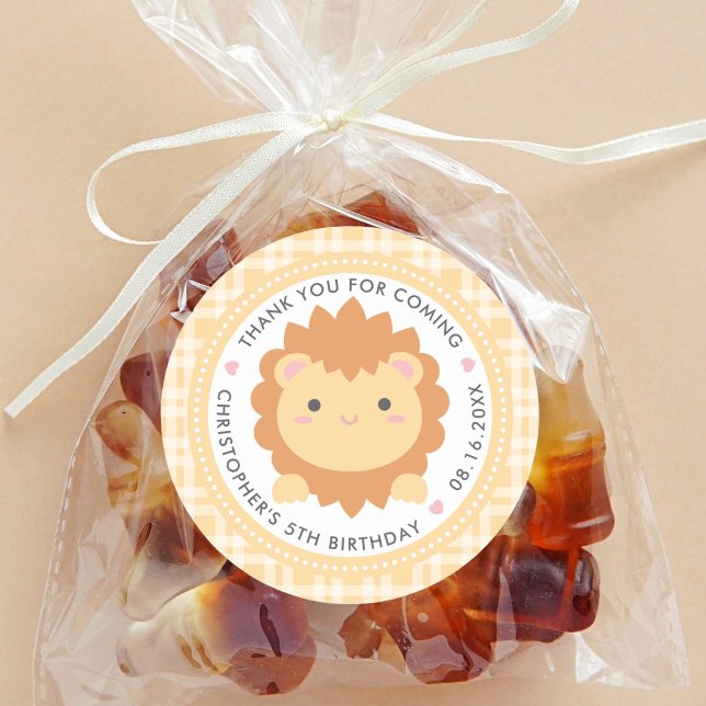 Adesivo Obrigado Por Vir Aniversário de criança De Leão Fo (Criador carregado)