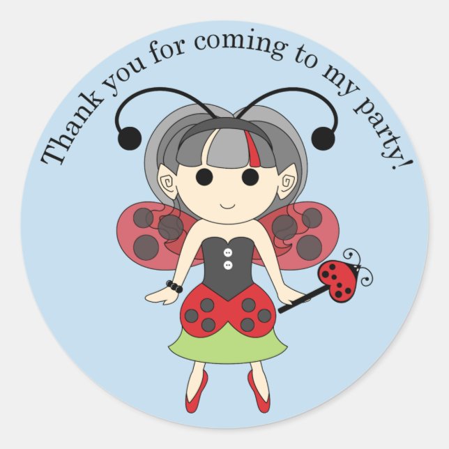 Adesivo Obrigado por vir Ladybug Fairy Sticker Blue (Frente)