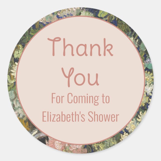 Adesivo Obrigado por vir Nome do Chá de fraldas Rosa (Frente)