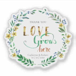 Adesivo Obrigado por Watercolor Floral Wreath