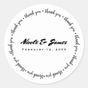 Adesivo Obrigado Preto & Branco Casamento Noivado Personal