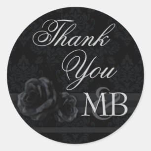 Adesivo Obrigado preto do rosa de damasco você monograma